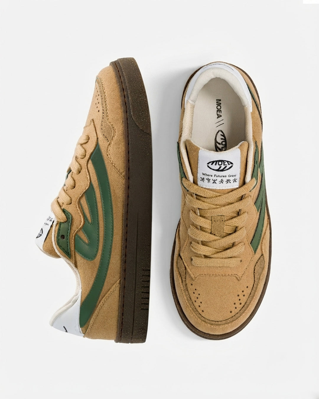 Baskets vegan Moea Veyron Low - Taupe &amp; Green - Apple