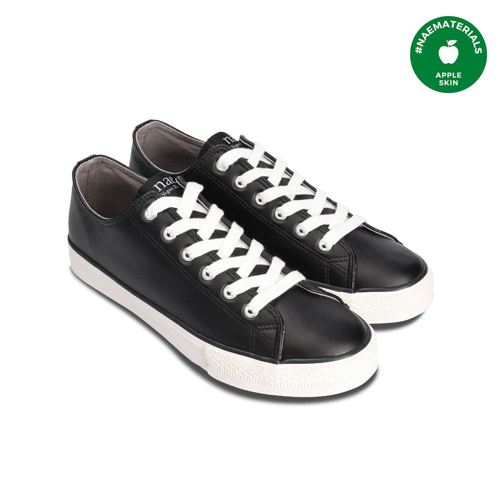 baskets vegan en cuir de pomme noir