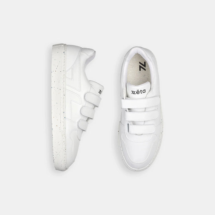 présentation vue de haut de la basket Velcro Blanc de Zèta