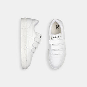 présentation vue de haut de la basket Velcro Blanc de Zèta