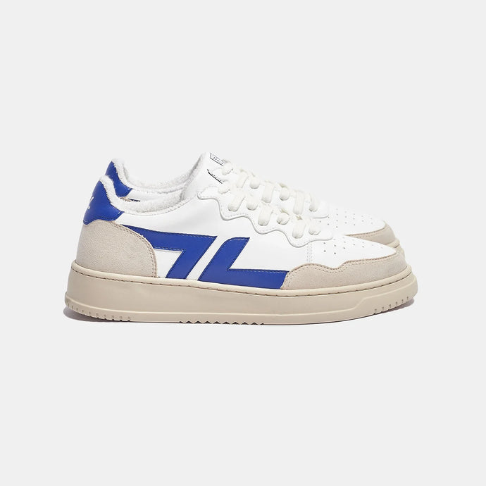 Baskets vegan blanches et bleues. Baskets vegan de la marque Zèta
