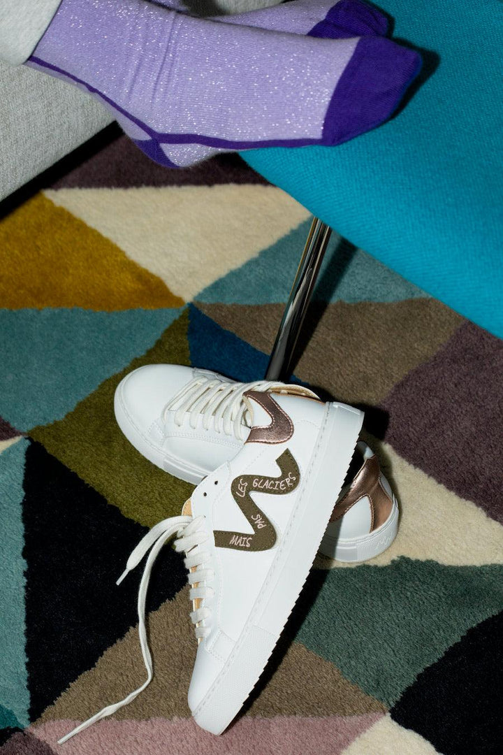Sneakers customisées vegan pour femme Wild Walker kaki