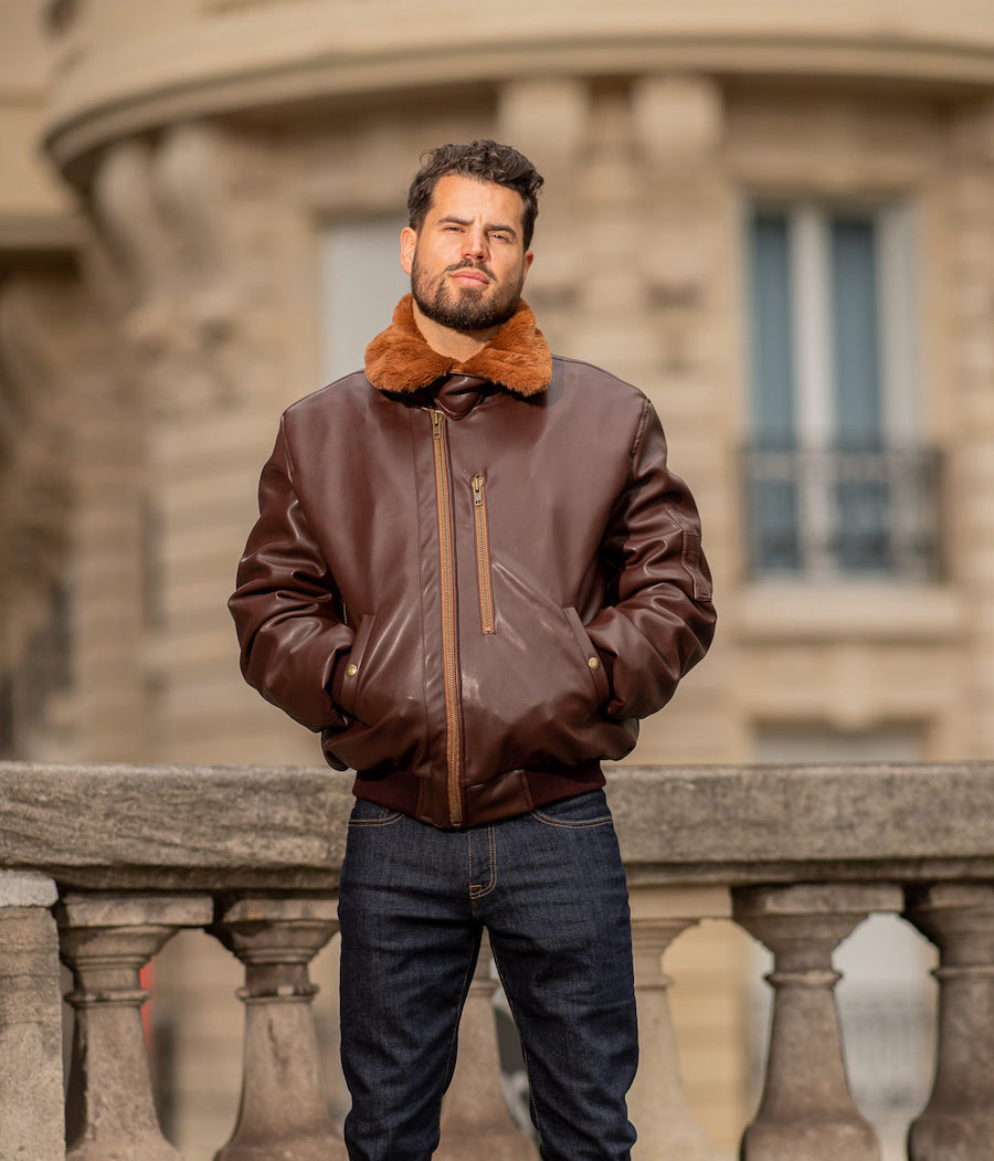 Veste Cuir Camel Homme Marron Manteau Camel Camaieu Veste