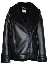 Load image into Gallery viewer, blouson aviateur vegan noir doublé sherpa chaud