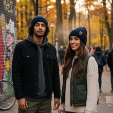 Load image into Gallery viewer, bonnet cotélé bleu marine