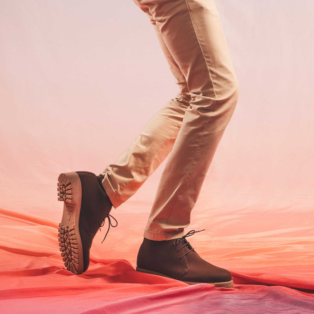 boots marron en daim vegan