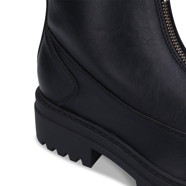 boots noire vegan pour femme au style épuré et minimaliste avec zip à l&