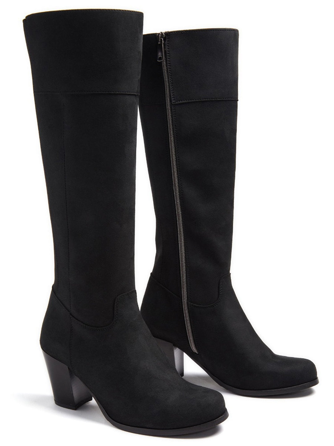 Bottes hautes noires à talon en daim vegan