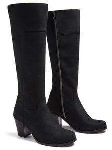 Bottes hautes noires à talon en daim vegan
