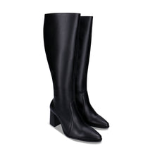 Charger l&#39;image dans la galerie, Bottes à talon haut en cuir vegan noir