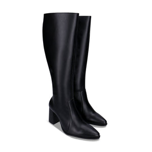 Bottes à talon haut en cuir vegan noir