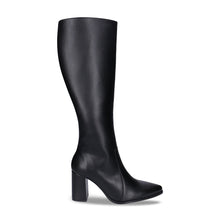 Charger l&#39;image dans la galerie, Bottes à talon haut en cuir vegan noir