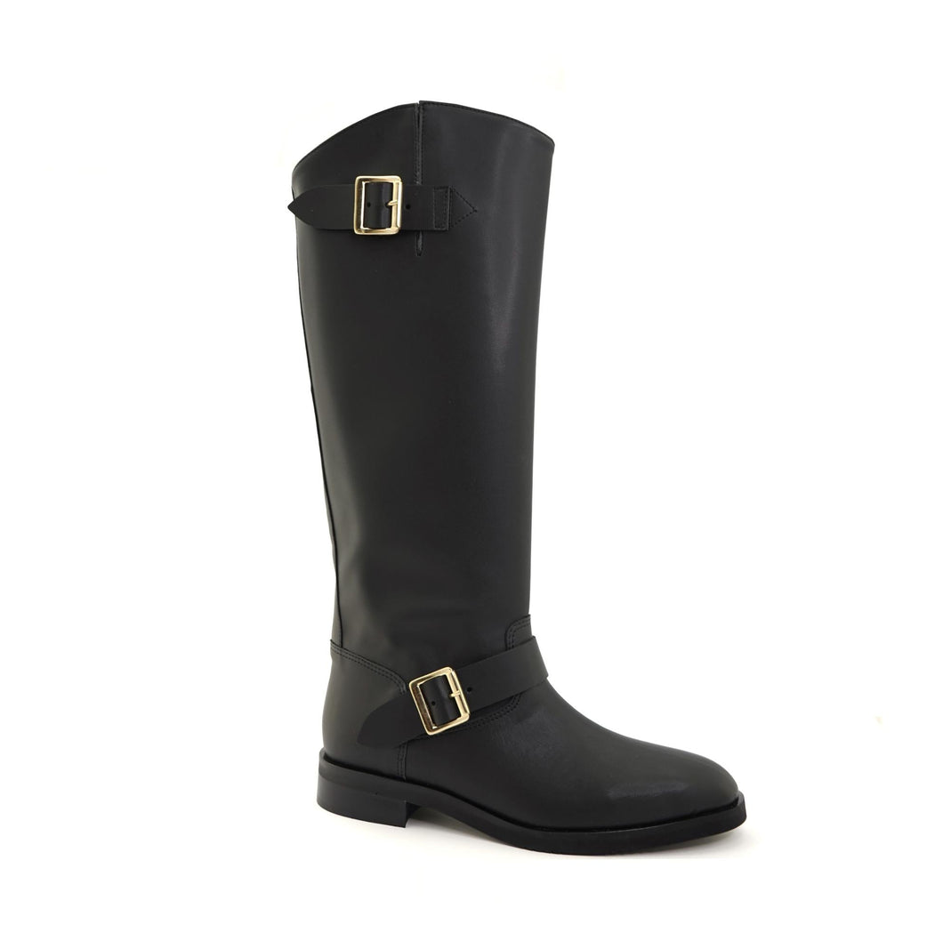 Bottes en cuir vegan noir style cavalière