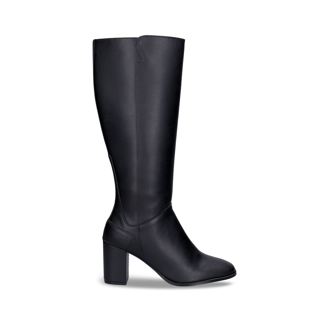 Bottes noires à talon en cuir vegan