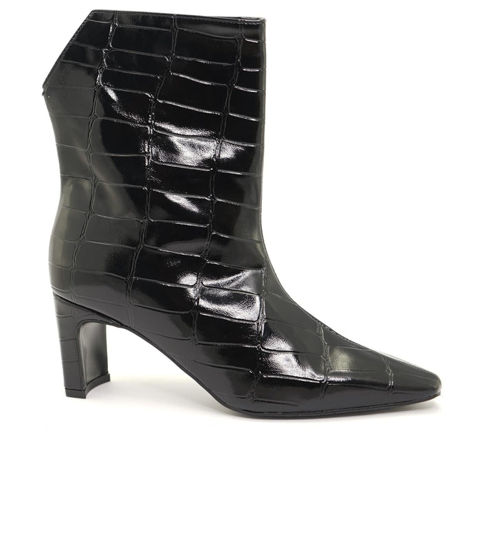 Bottines originales en cuir vegan effet Crocodile Noir