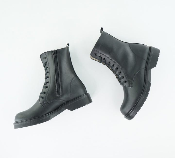 Bottines fourrées vegan noirs pour les femmes