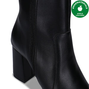 bottines noires à talons  en cuir de pomme vegan