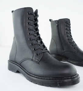 bottines noire à lacet en cuir vegan