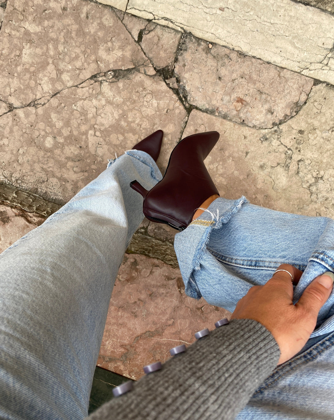 Bottines à talons aiguilles bordeaux - ANDI