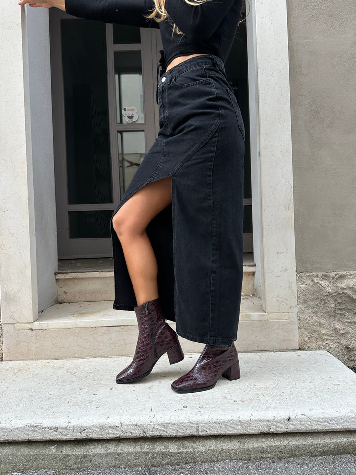 bottines bordeaux à talon