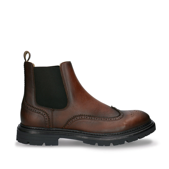 bottines vegan homme style Chelsea marron