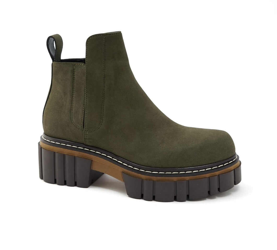 bottines vegan en daim khaki