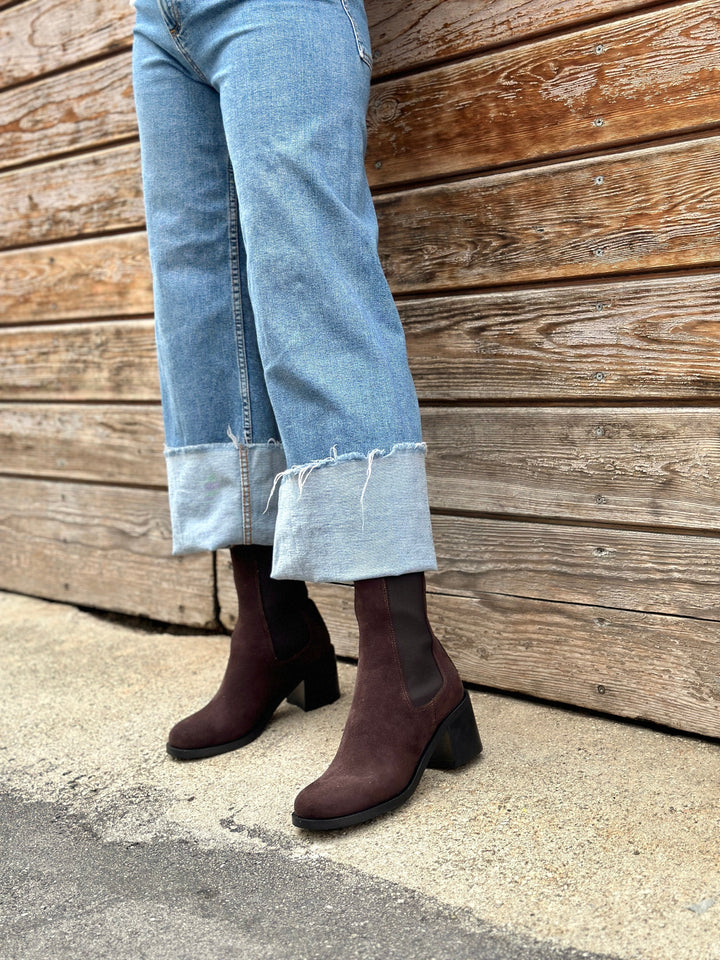 Bottines marrons vegans à talons pour femmes