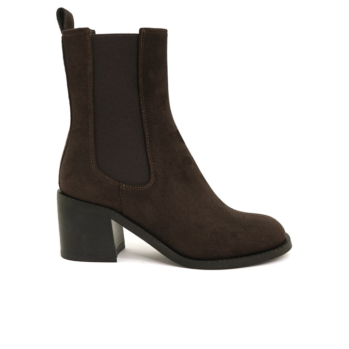 Bottines marrons vegans à talons pour femmes