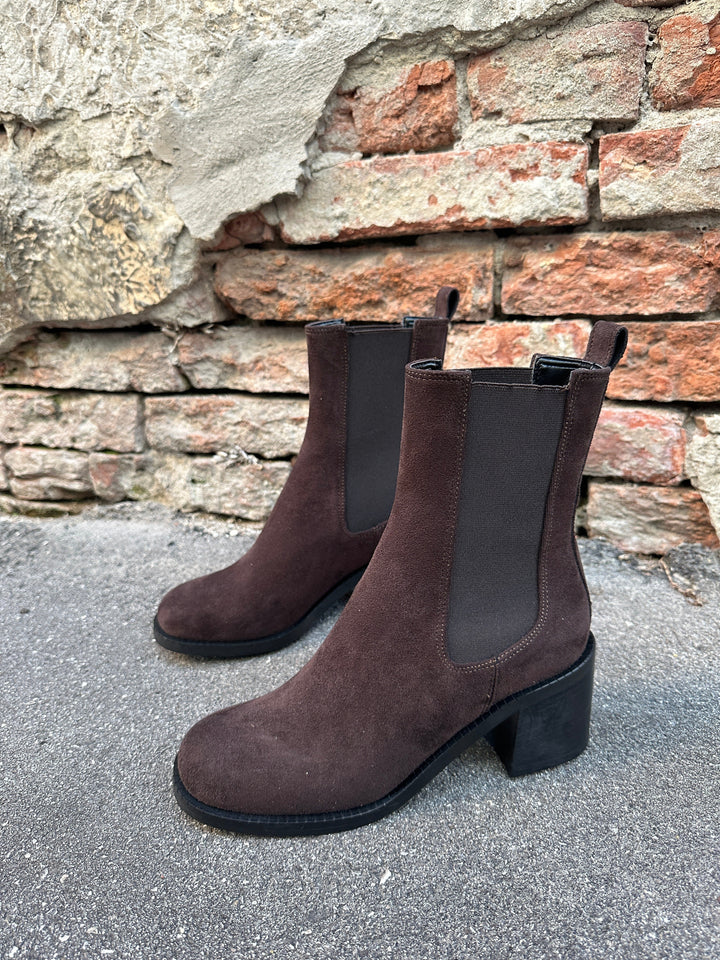 Bottines marrons vegans à talons pour femme