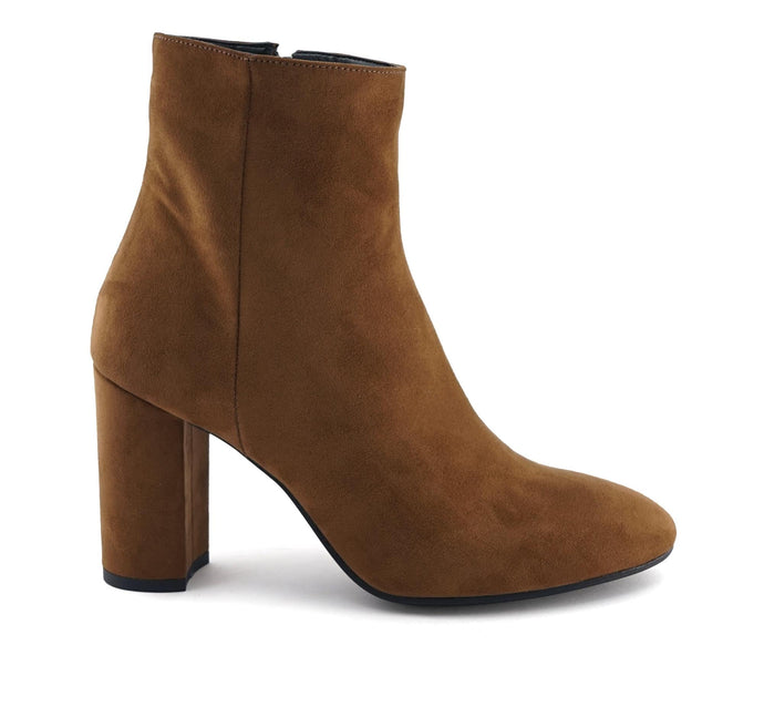 Bottines vegan à talons en suede marron