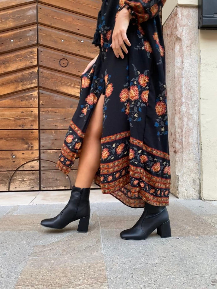 bottines vegan noire style vintage année 70