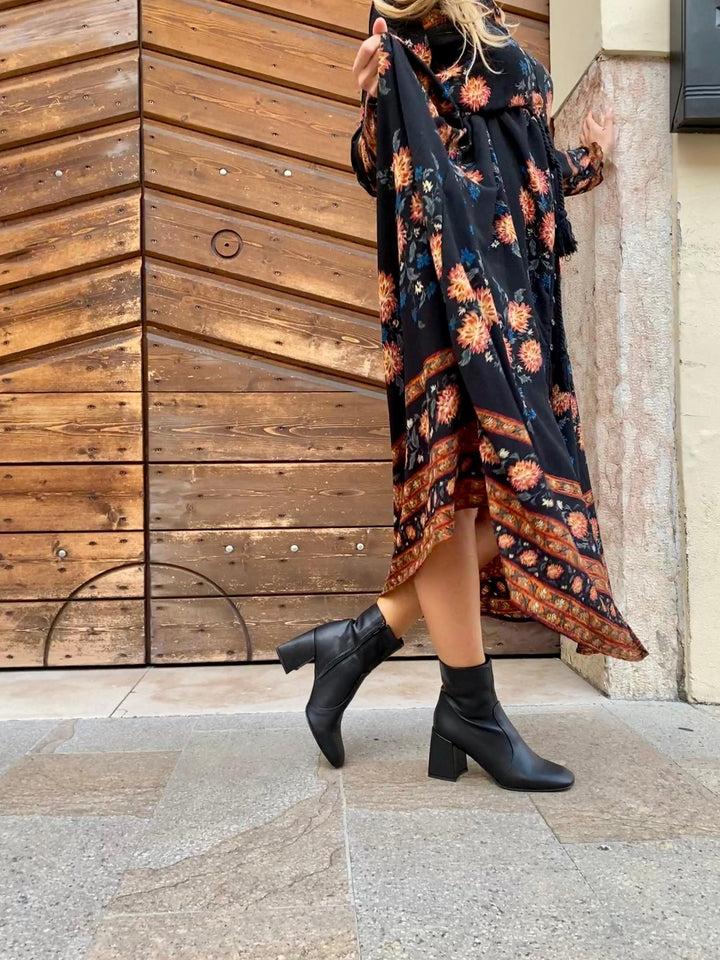 bottines vegan noire style vintage année 70
