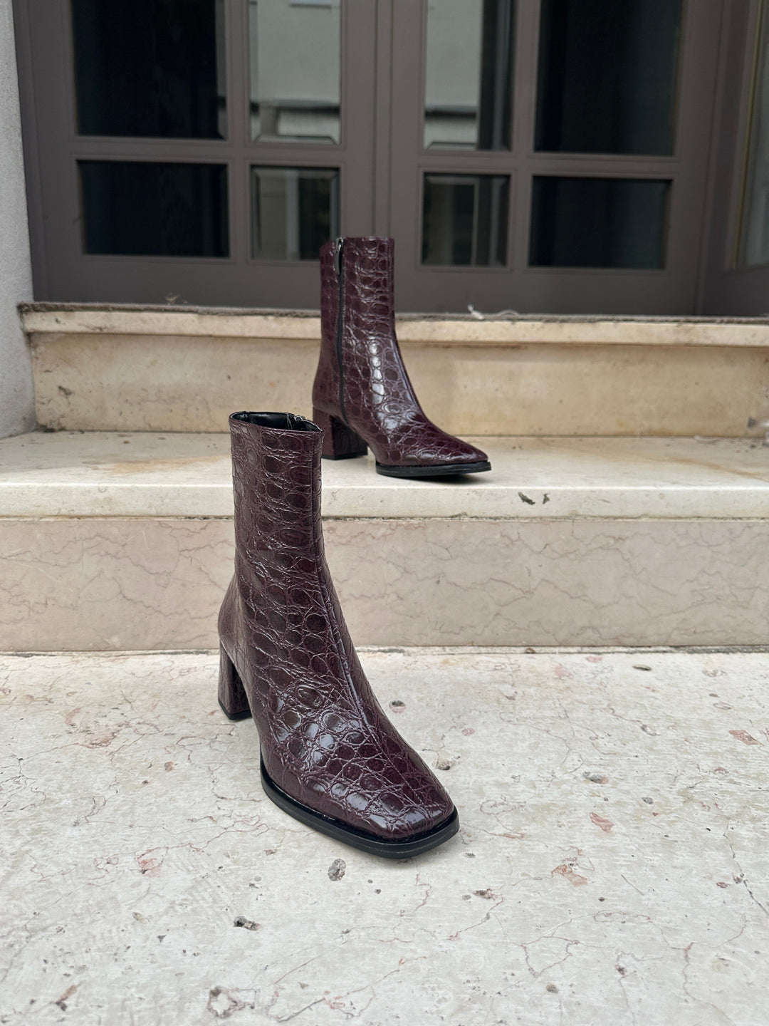 bottines à talons bordeaux