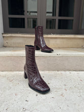 Load image into Gallery viewer, bottines à talons bordeaux