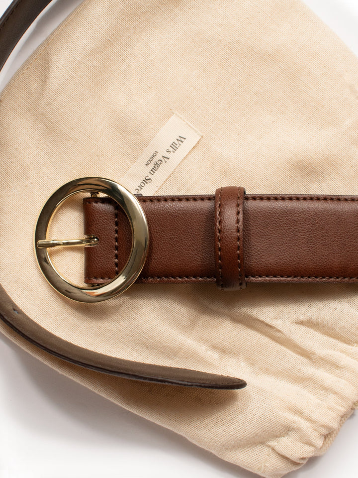 ceinture vegan femme marron avec boucle ronde