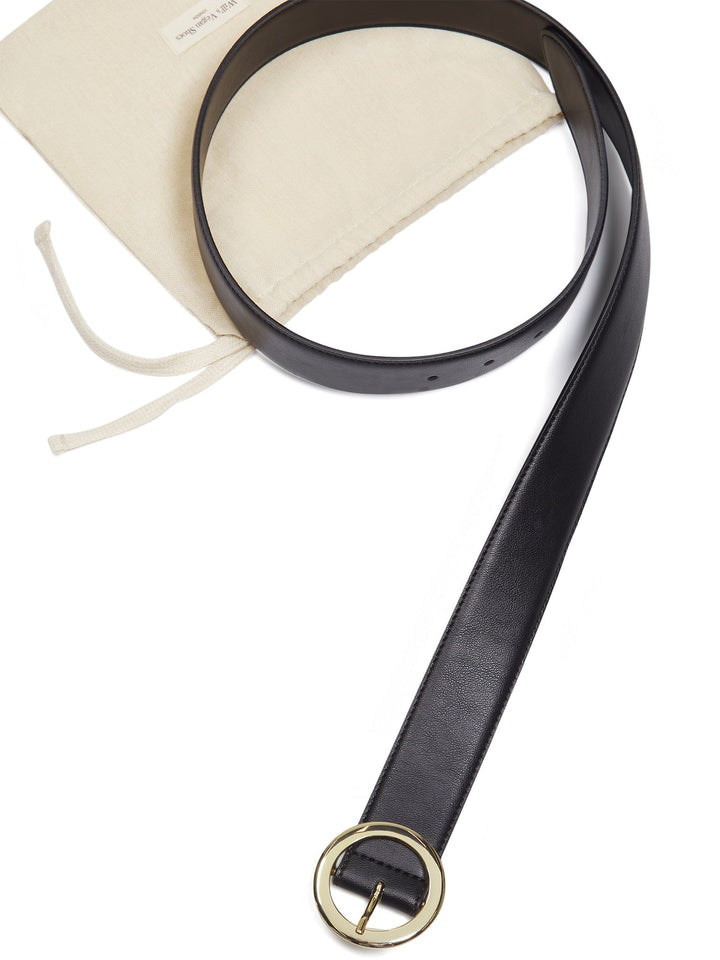 ceinture vegan femme noire avec boucle ronde