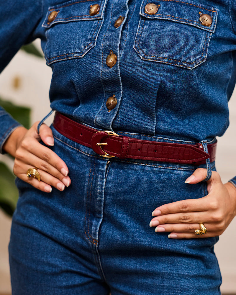 Ceinture femme vegan Luna Rubis de la marque Minuit sur Terre