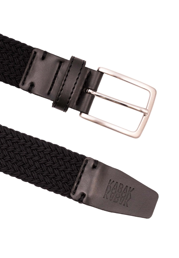 ceinture noire ajustable tréssée