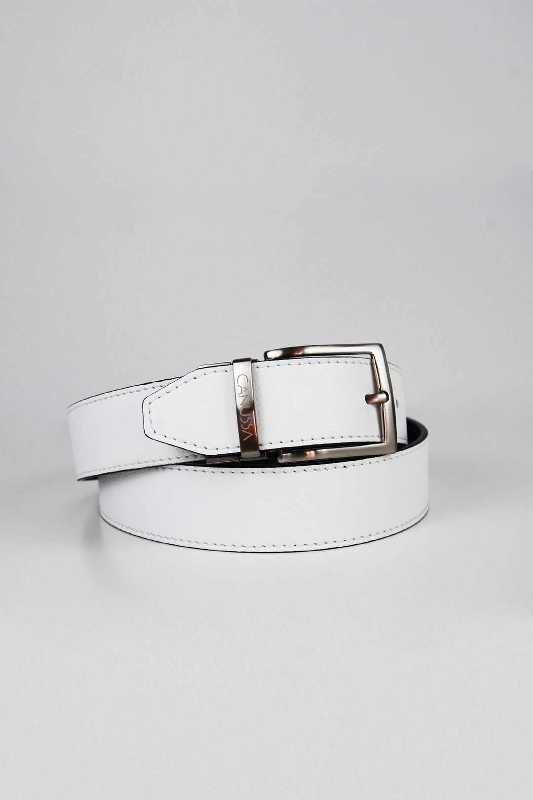 ceinture réversible en cuir vegan blanc et marron