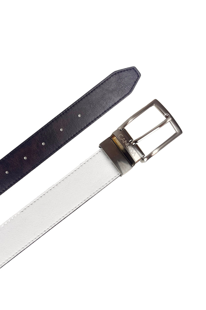ceinture réversible en cuir vegan blanc et marron