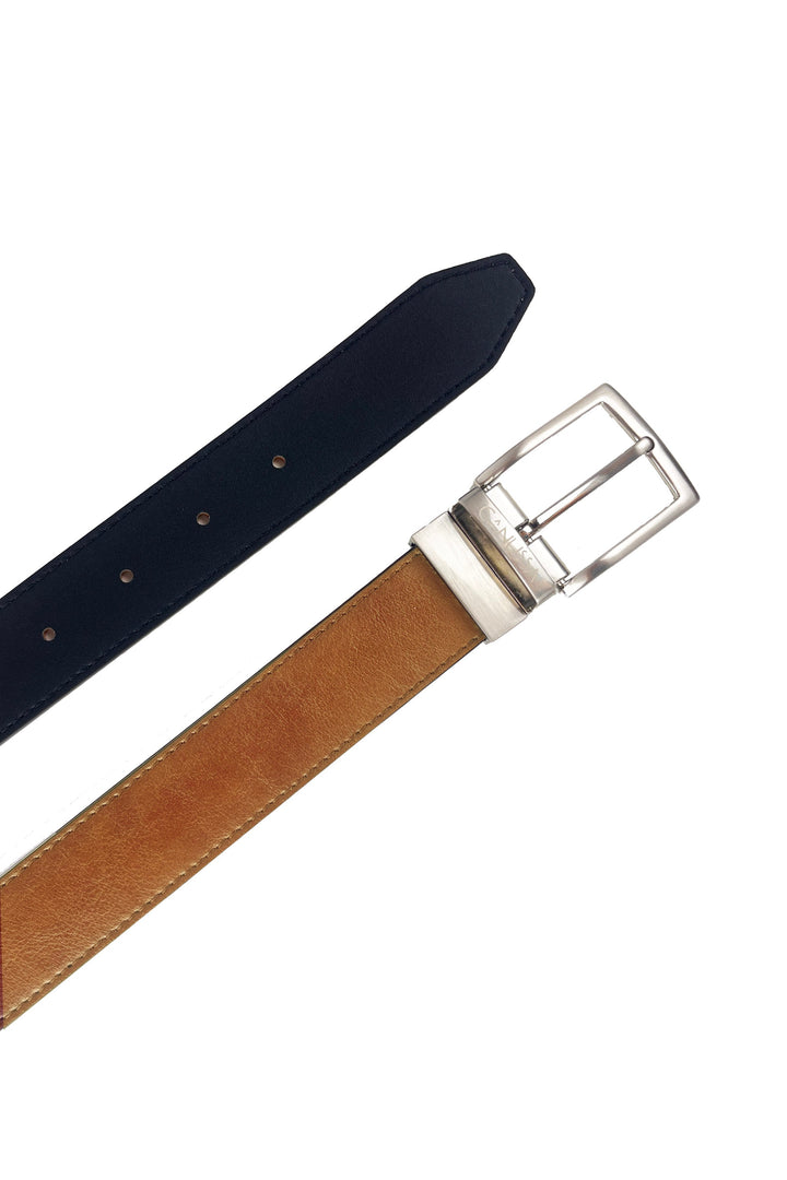 ceinture en cuir vegan réversible noir et camel