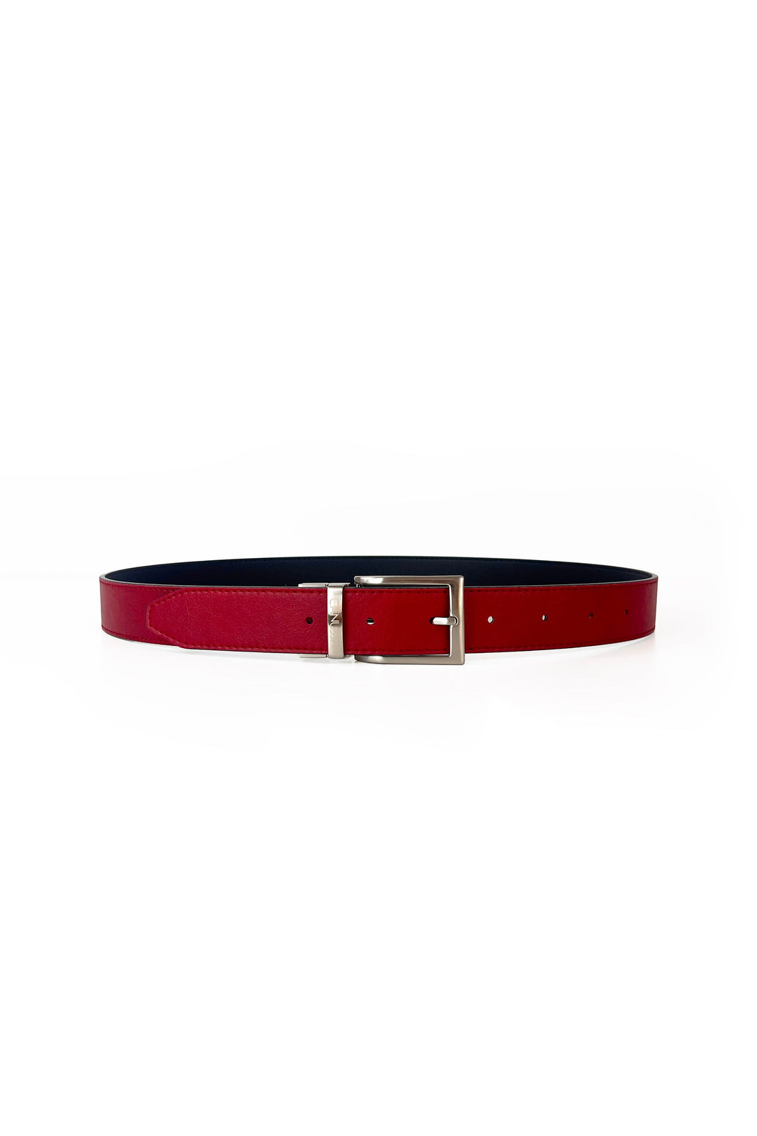 ceinture en cuir vegan noir et rouge réversible