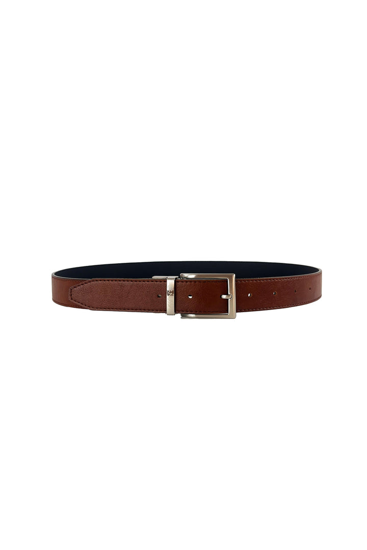 ceinture réversible en cuir vegan noir et marron