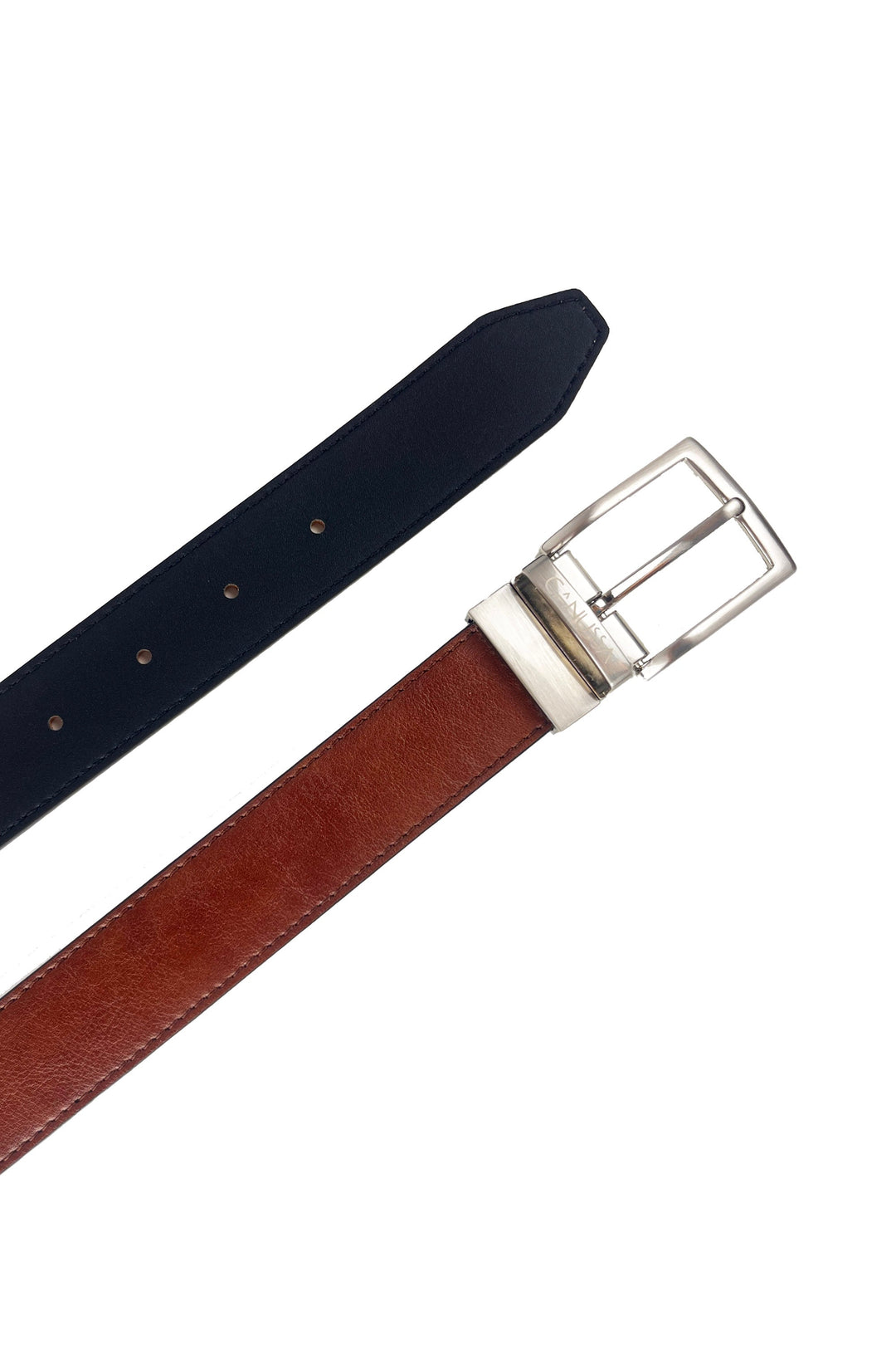 ceinture réversible en cuir vegan noir et marron