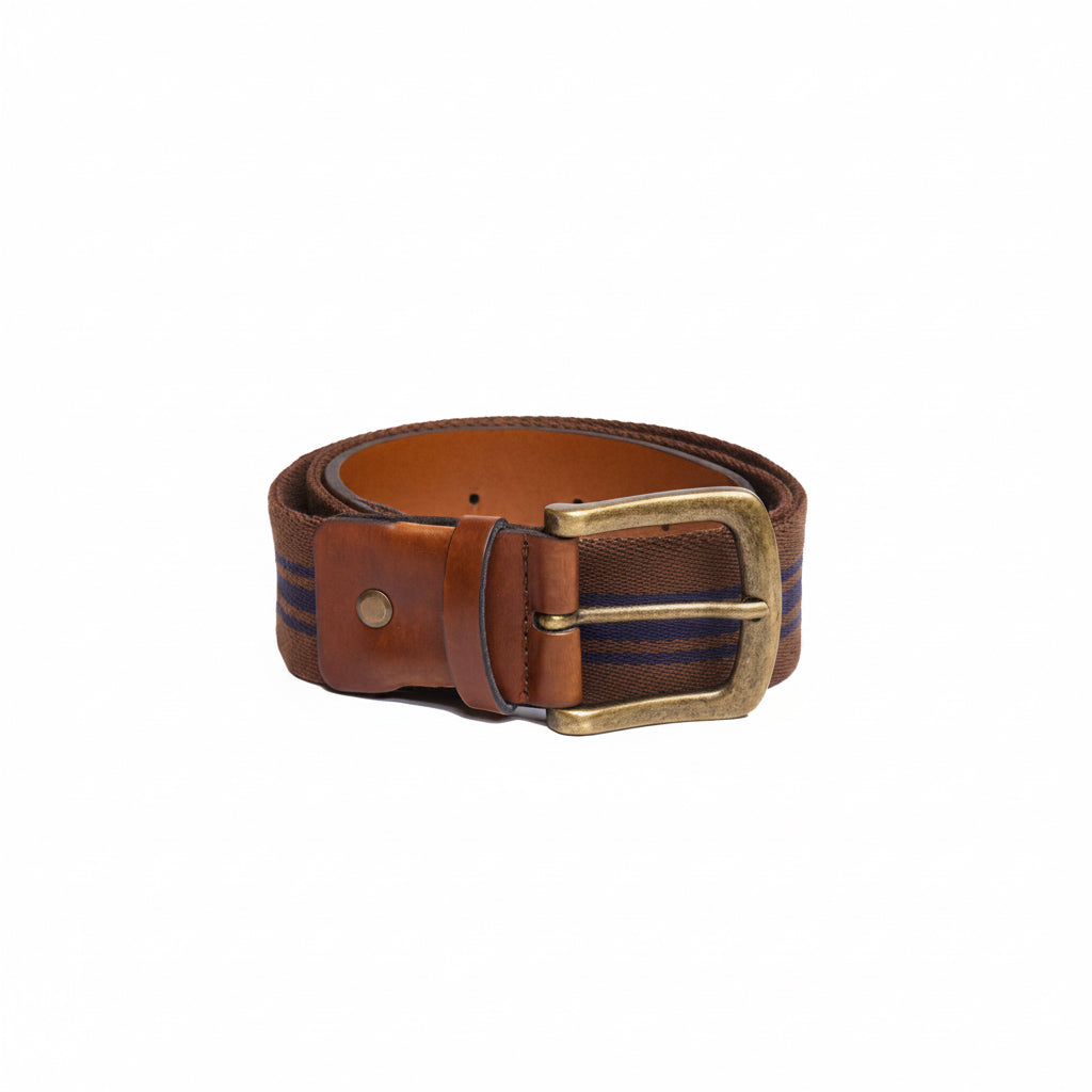 Ceinture vegan homme marron et bleu