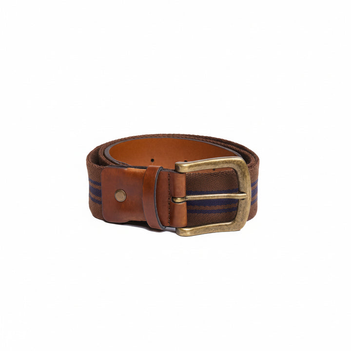 Ceinture vegan homme marron et bleu