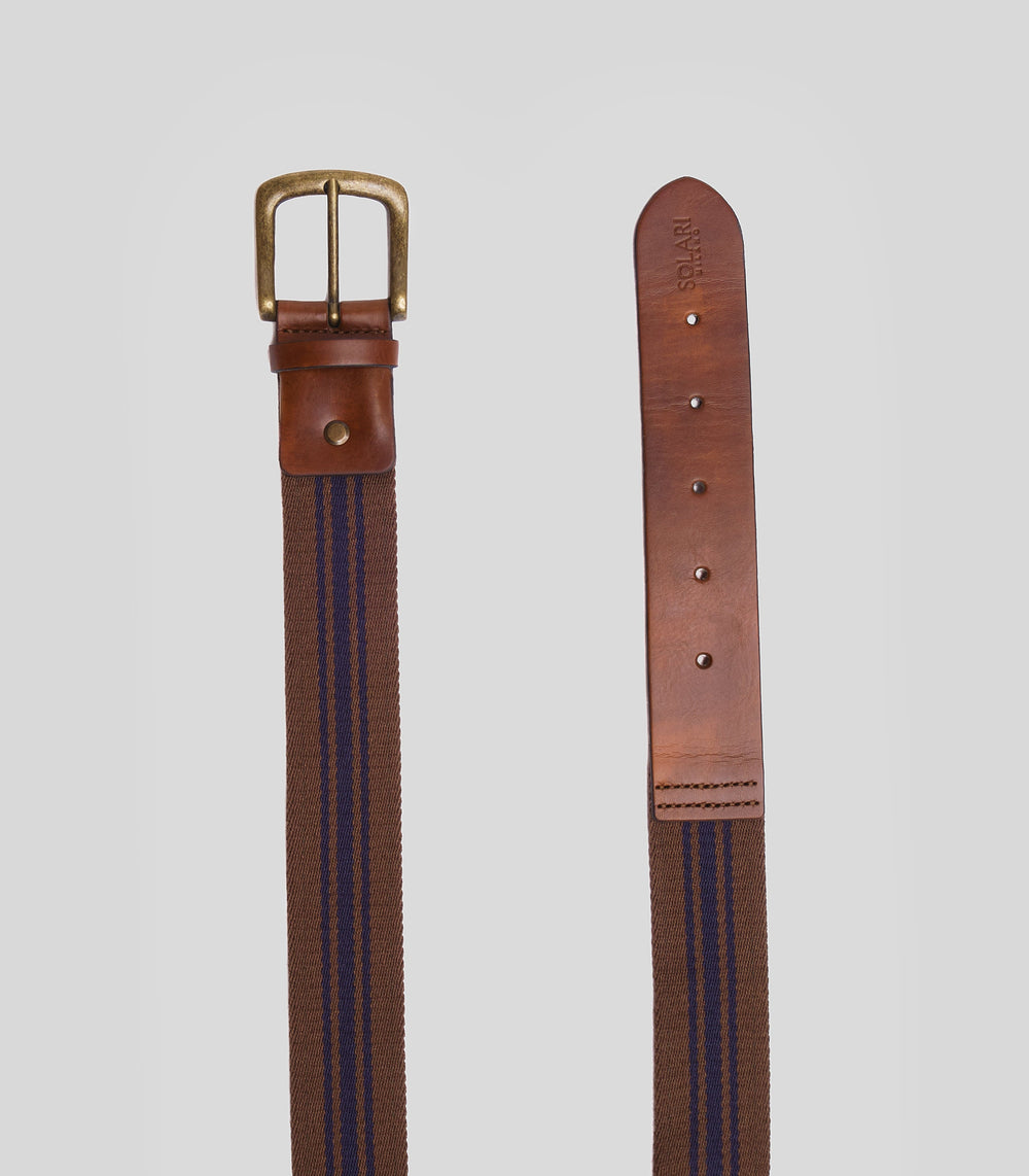 ceinture vegan homme marron et bleu