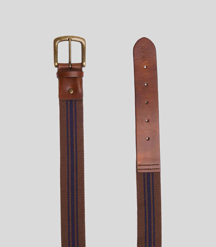 ceinture vegan homme marron et bleu