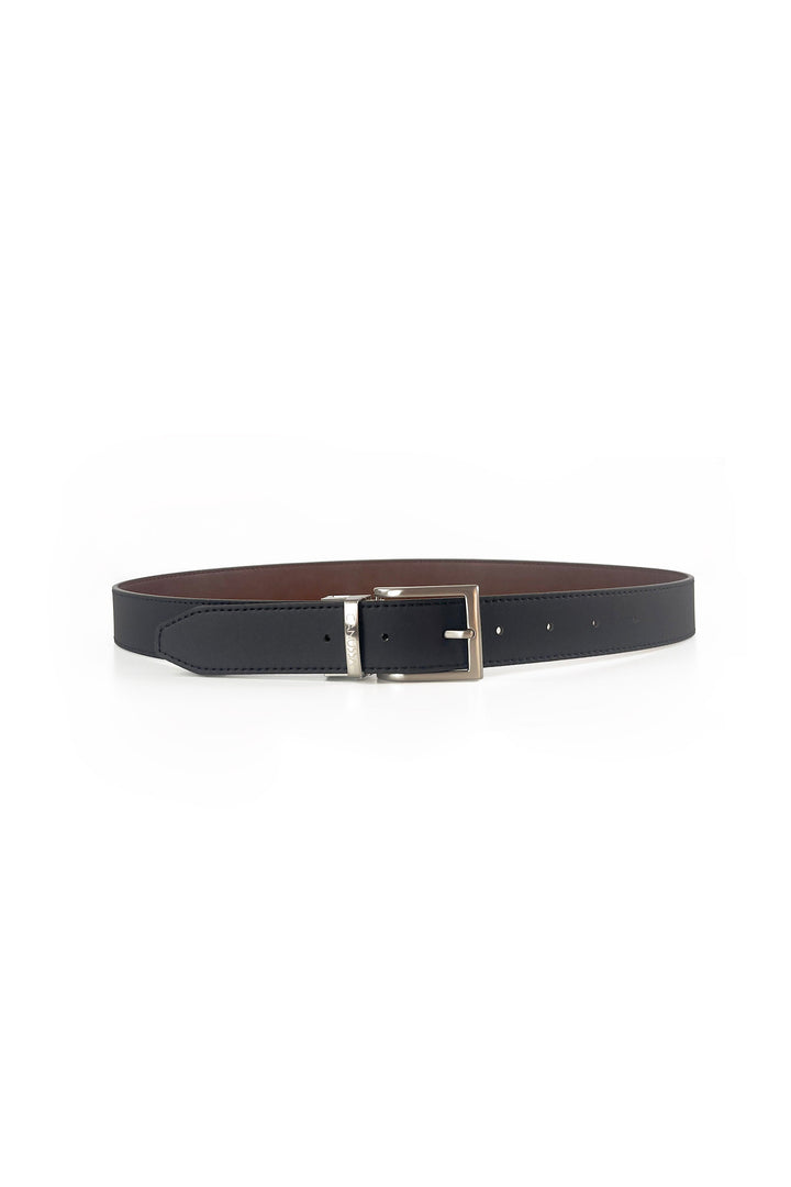 ceinture réversible en cuir vegan noir et marron