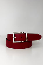 Charger l&#39;image dans la galerie, ceinture en cuir vegan noir et rouge réversible